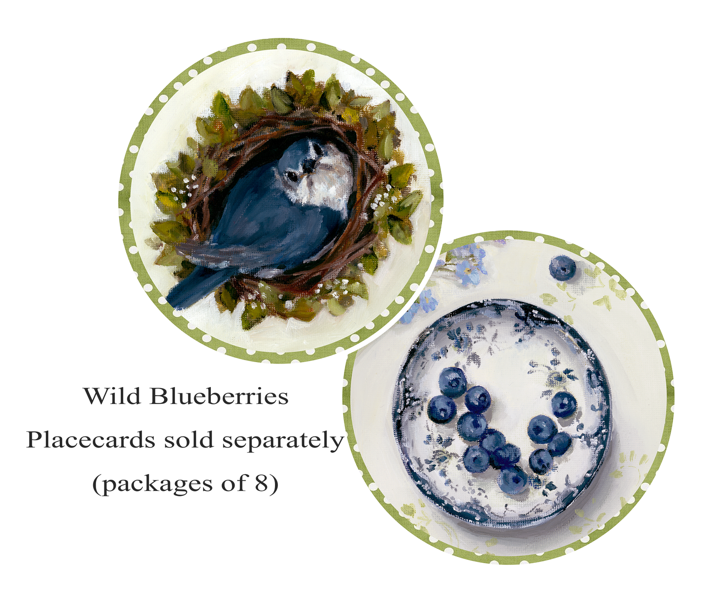 Wild Blueberries Paper Placemats - Set of 8