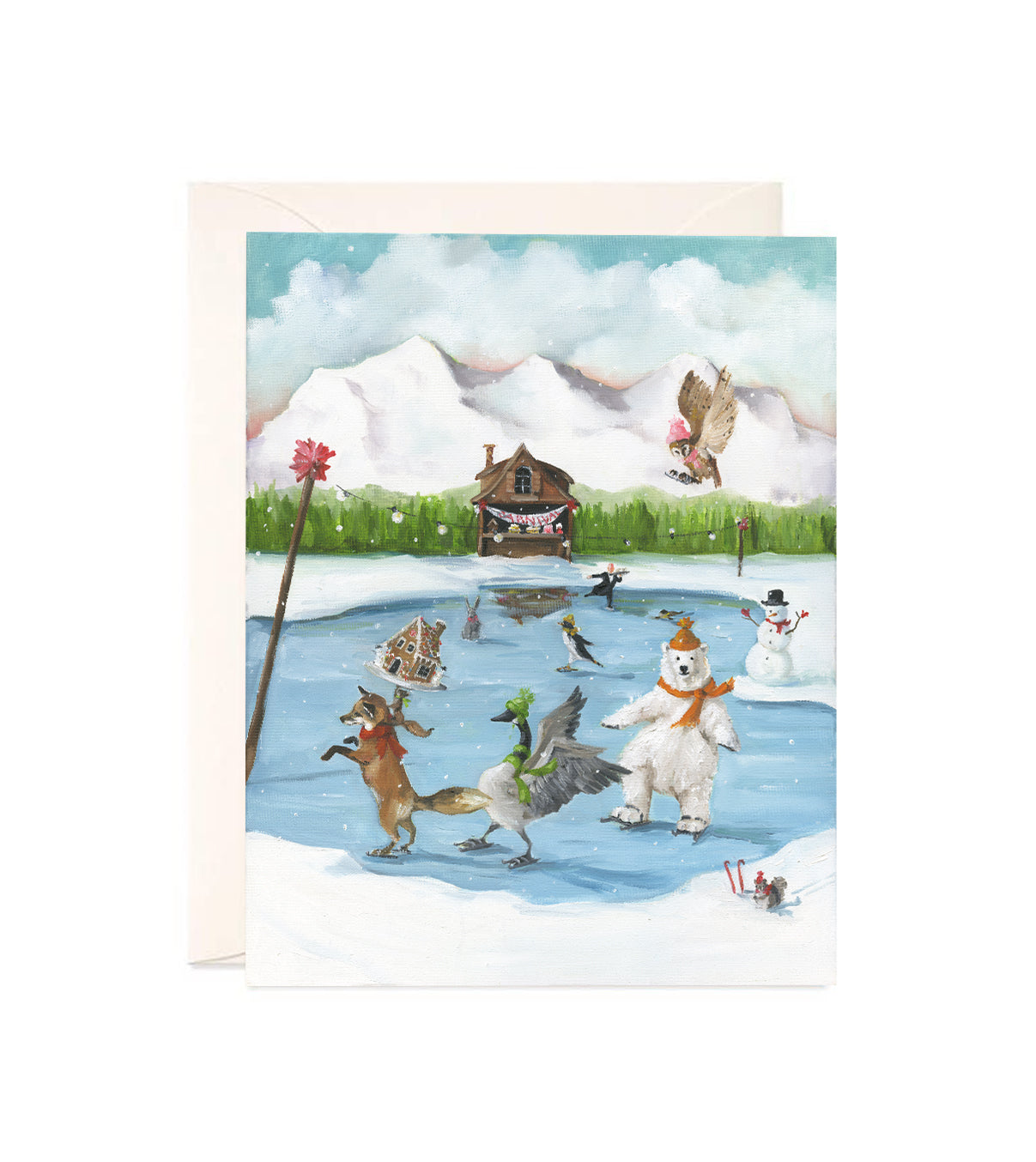 Skating Party - Hand Glittered Notecard