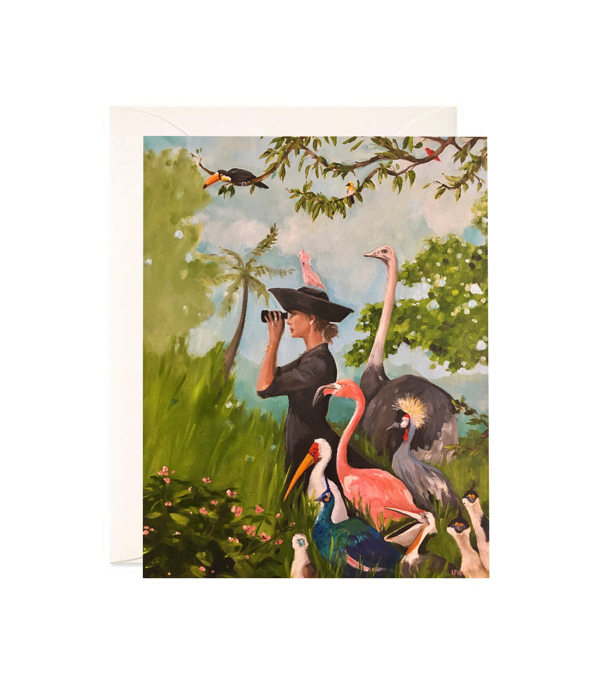 The Birdwatcher - Hand Glittered Notecard