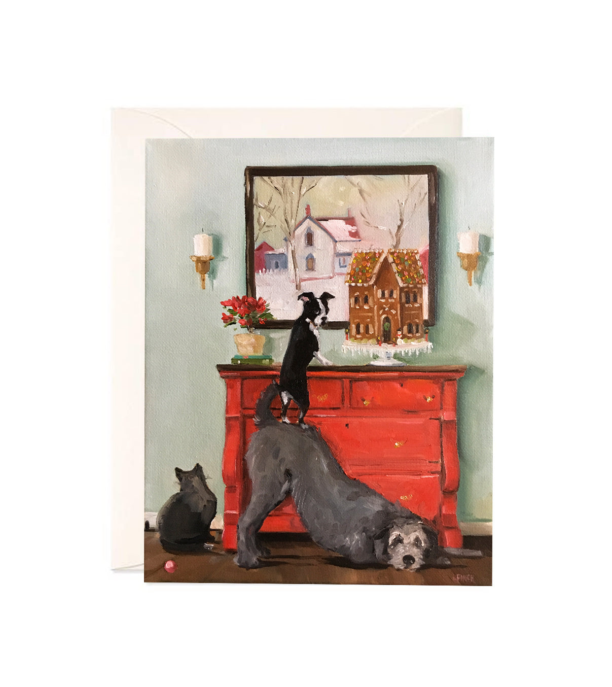 The Gingerbread House - Hand Glittered Notecard