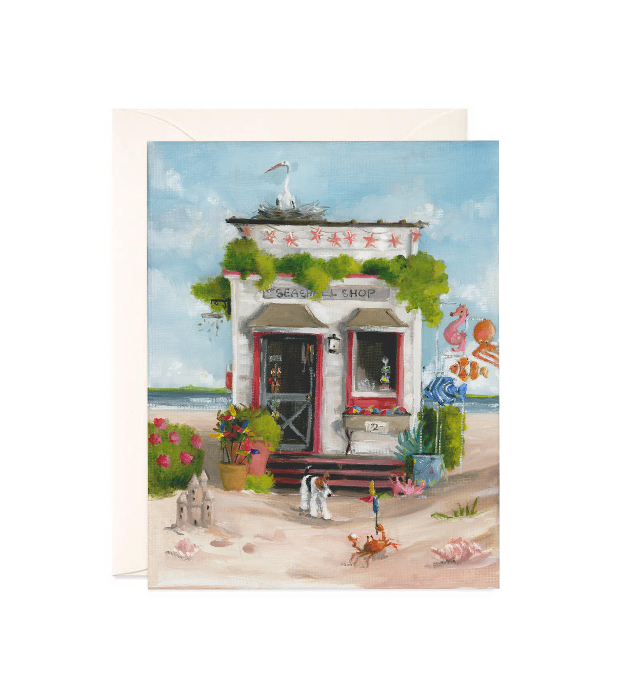 The Seashell Shop - Hand Glittered Notecard