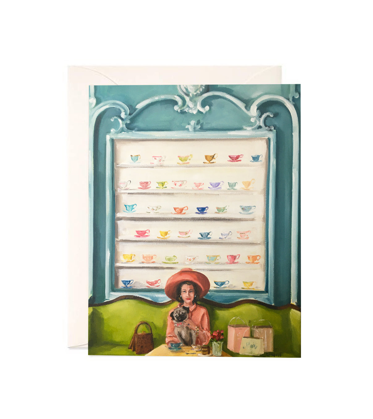 Tippy and Tilly Take Time for Tea - Hand Glittered Notecard