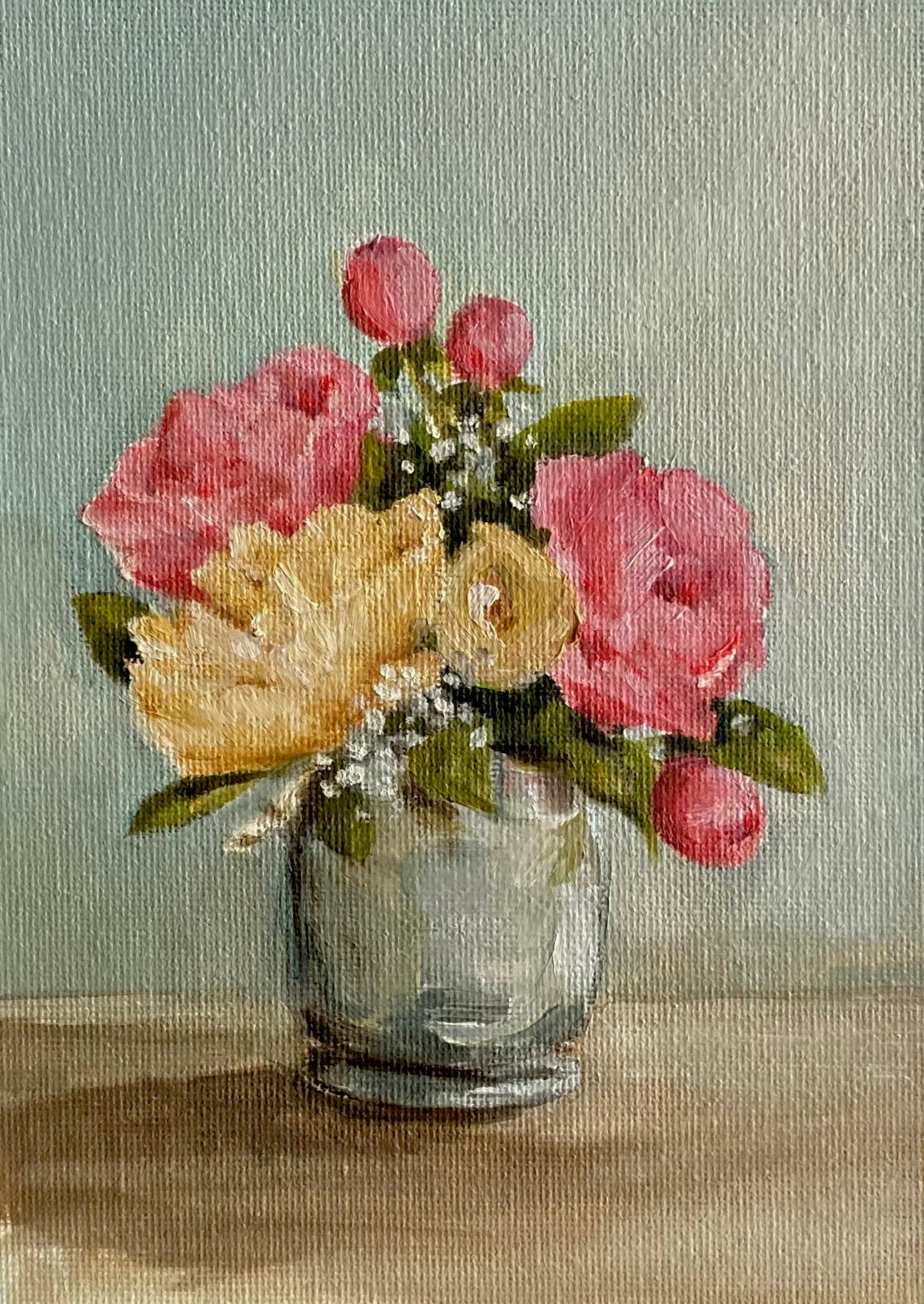 "A Sprig of Baby's Breath" - original 5" x 7" oil on canvas board