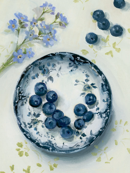 "Wild Blueberries in a Bowl" - Fine Art Print