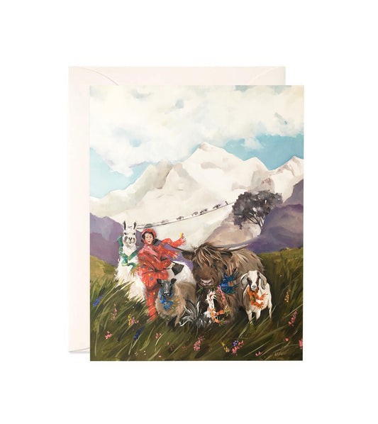 High Winds Over the Himalayas - Hand Glittered Notecard