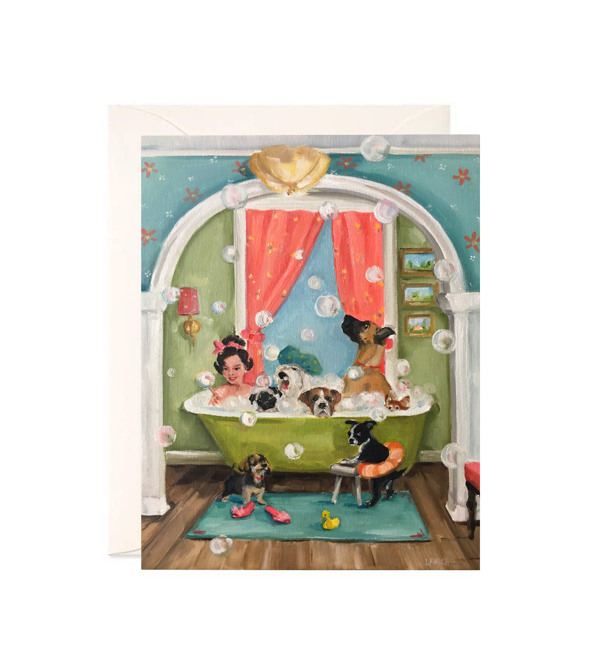 The Bubblebath - Hand Glittered Notecard