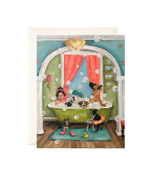 The Bubblebath - Hand Glittered Notecard