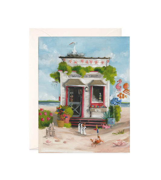 The Seashell Shop - Hand Glittered Notecard