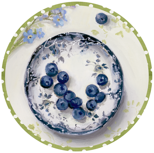 Wild Blueberries in a Bowl Place Cards - Set of 8